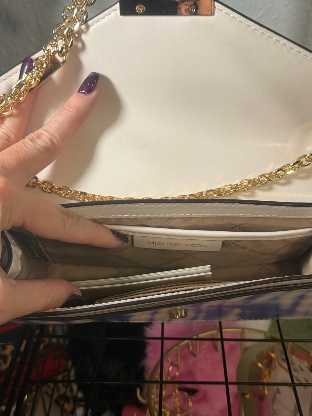Michael Kors Envelope Clutch Crossbody – Blue & White Tie-Dye - Picture 9 of 12